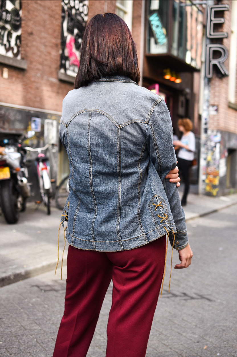 Denim Jacket with suede laces