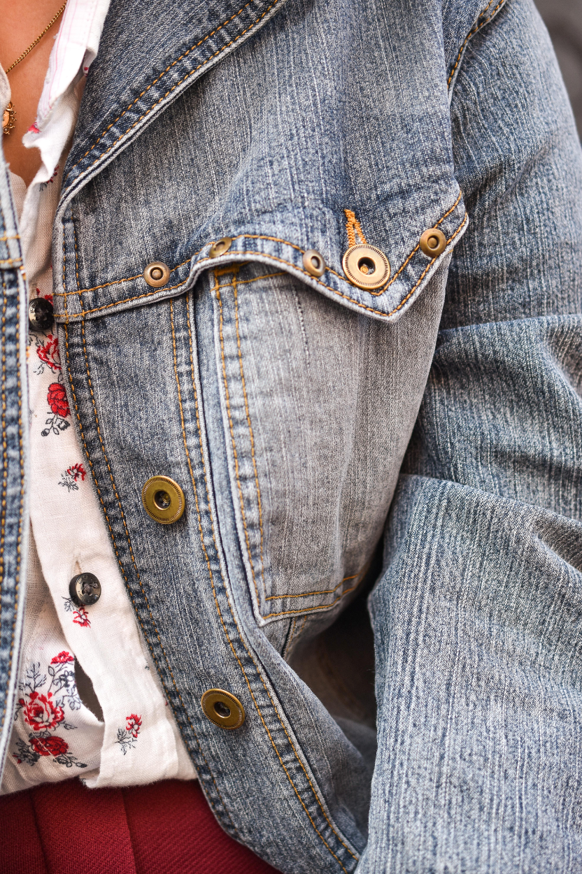 Denim Jacket with suede laces